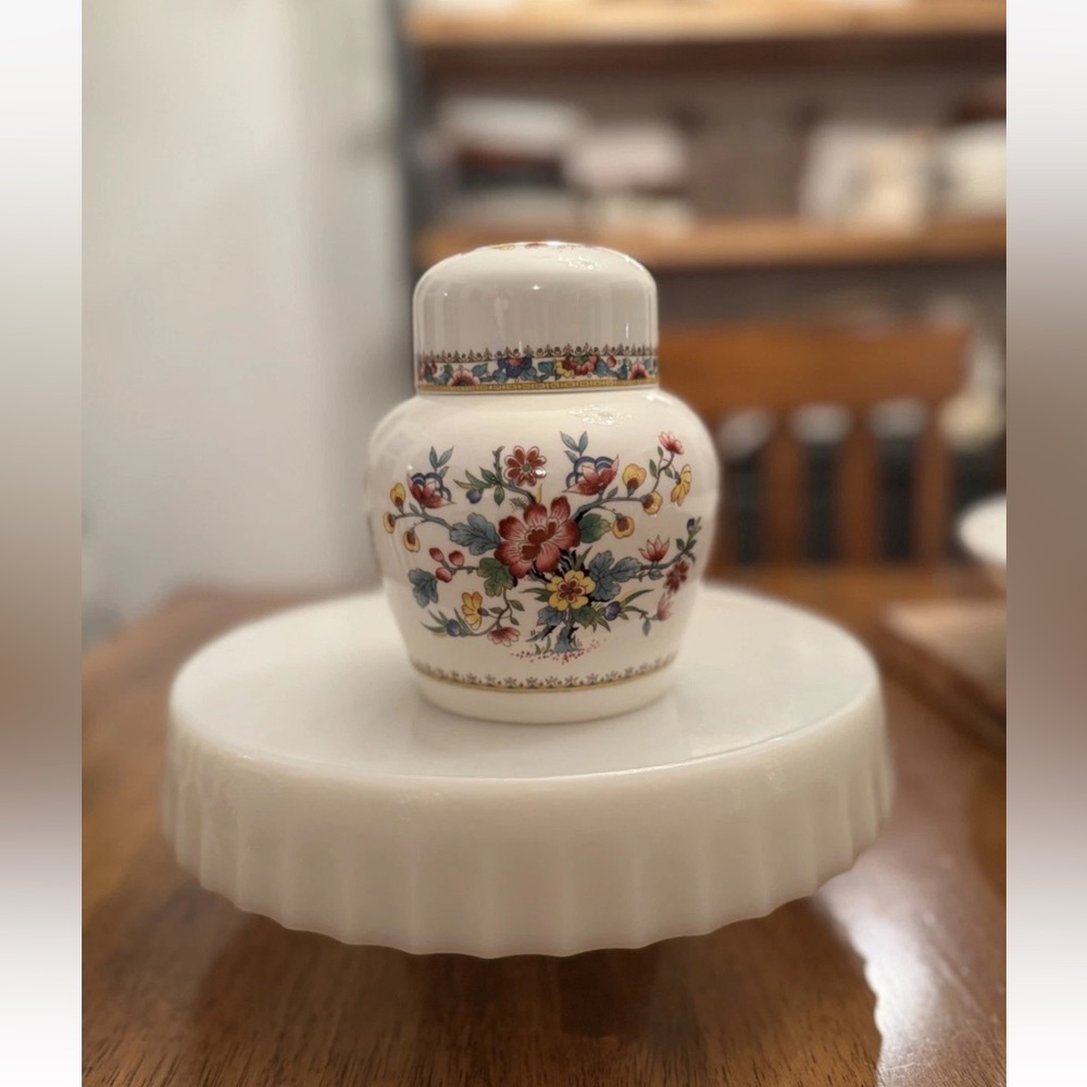 Vtg Coalport Ming Rose Ginger Jar | English Bone China Lidded Grandma Core